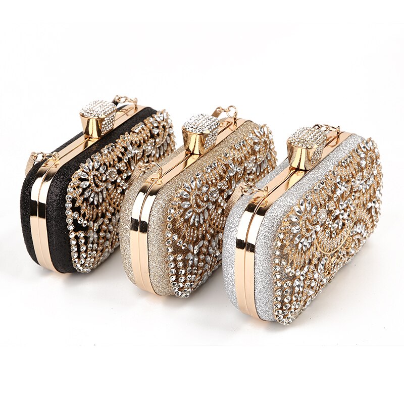 Women's Floral Patterned Crystal Evening Clutch